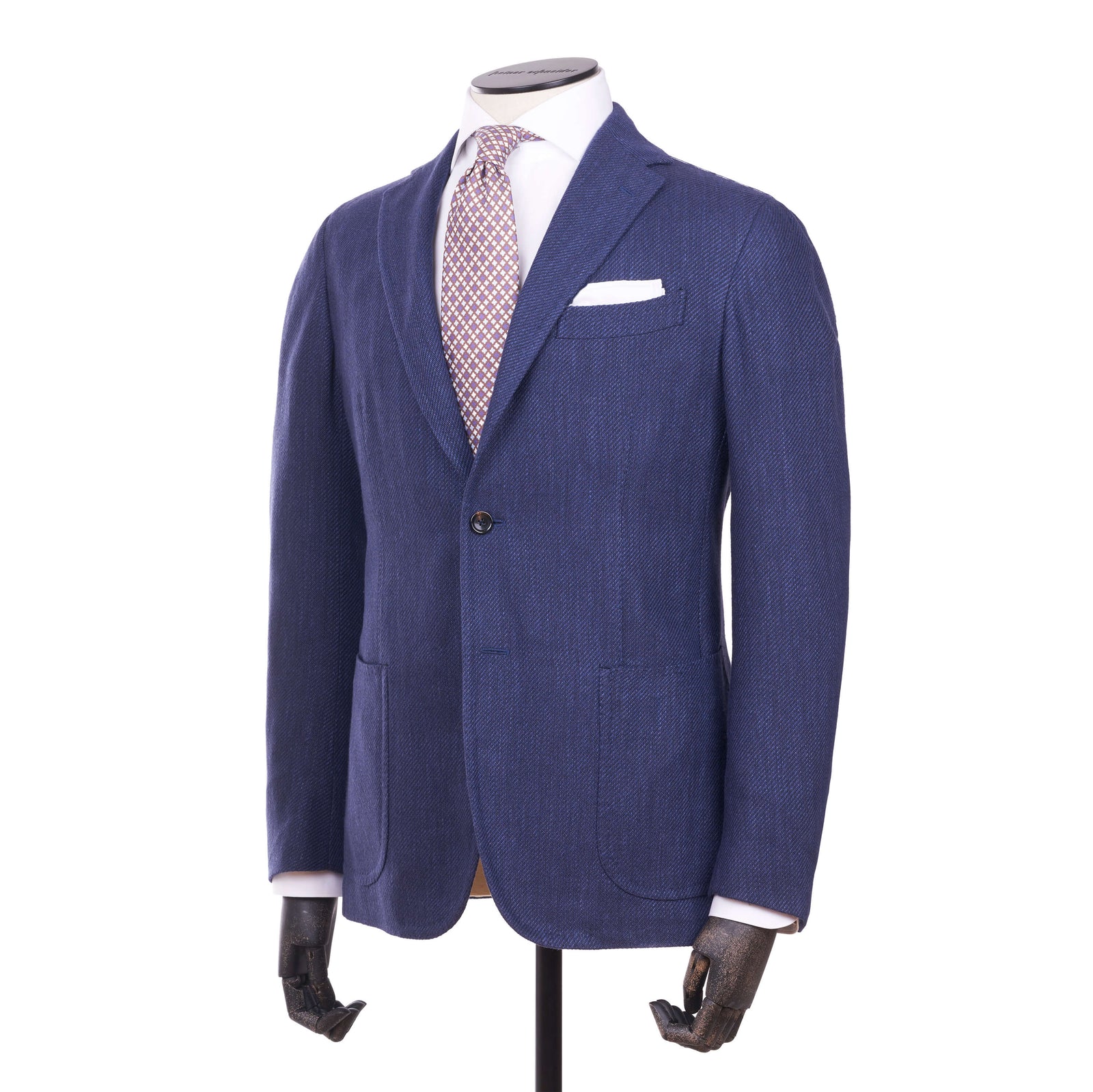 Stile Latino Napoli Seide Baumwolle Leinensakko Blau