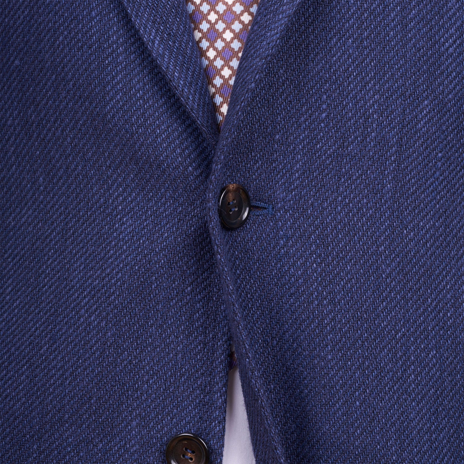 Stile Latino Napoli Seide Baumwolle Leinensakko Blau