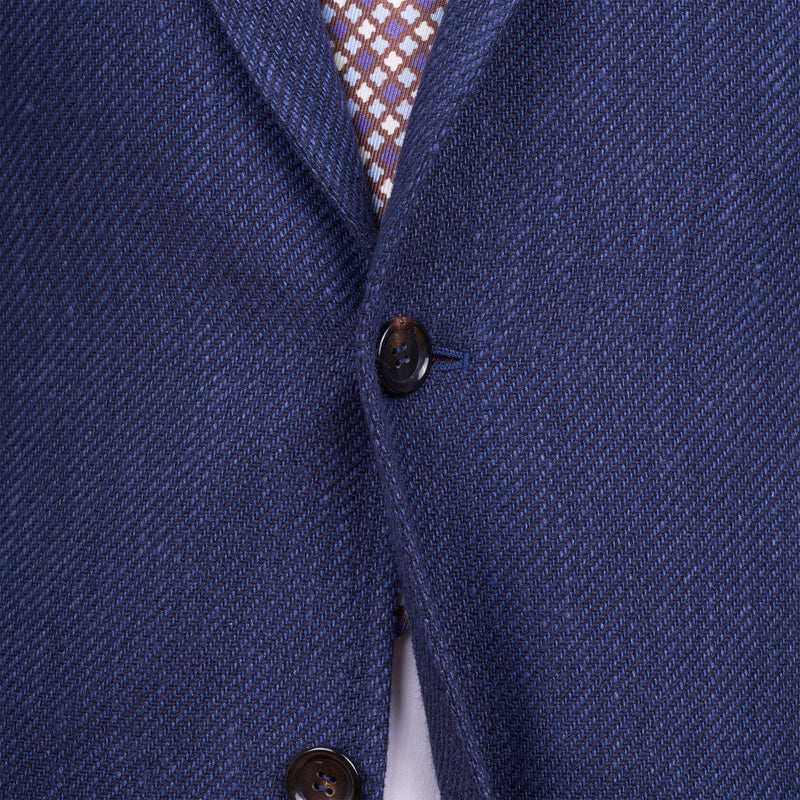 Stile Latino Napoli Seide Baumwolle Leinensakko Blau