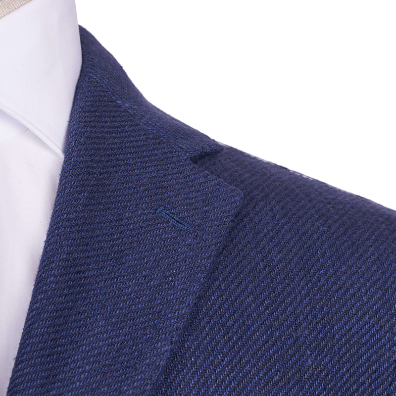 Stile Latino Napoli Seide Baumwolle Leinensakko Blau