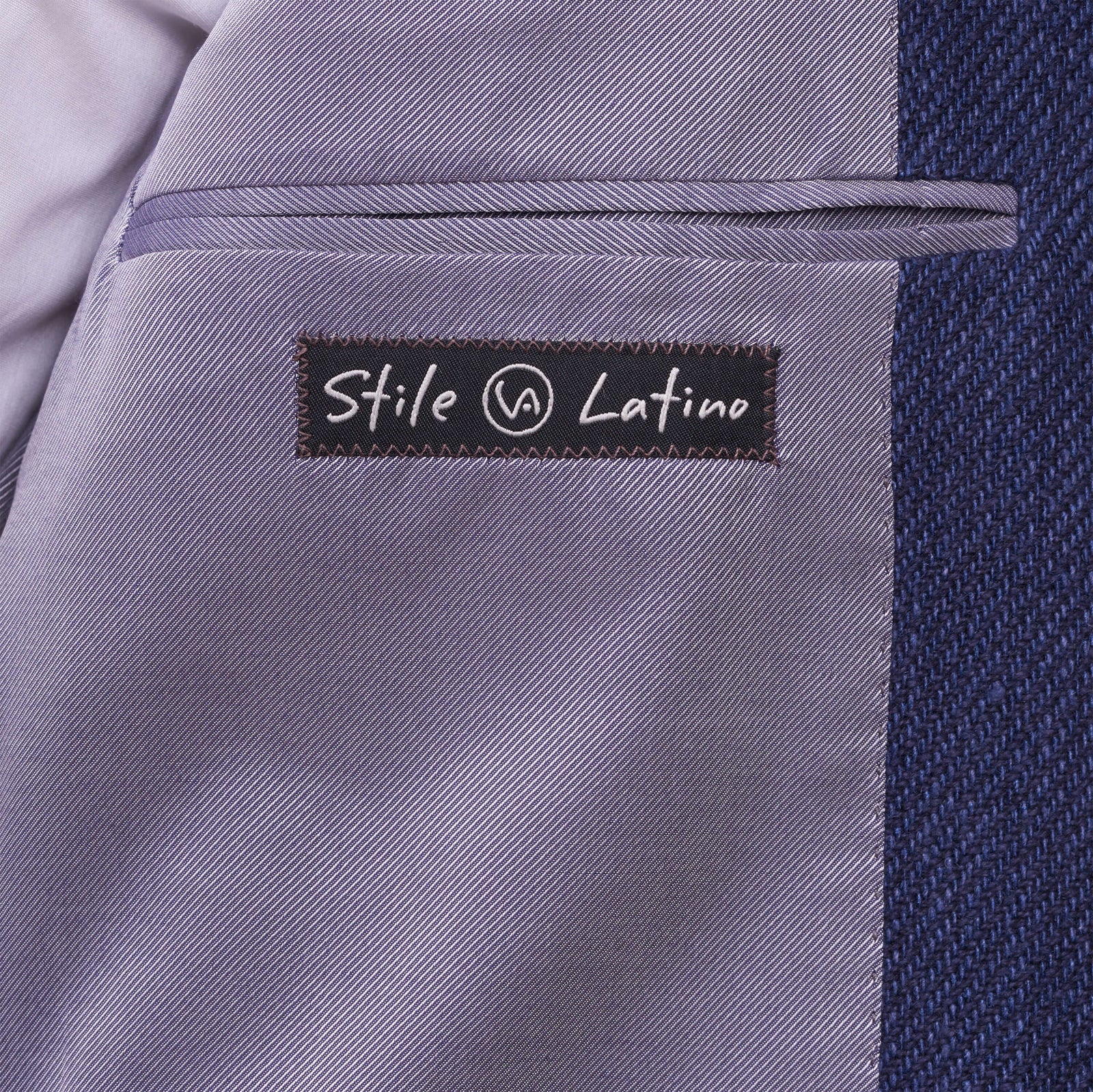 Stile Latino Napoli Seide Baumwolle Leinensakko Blau