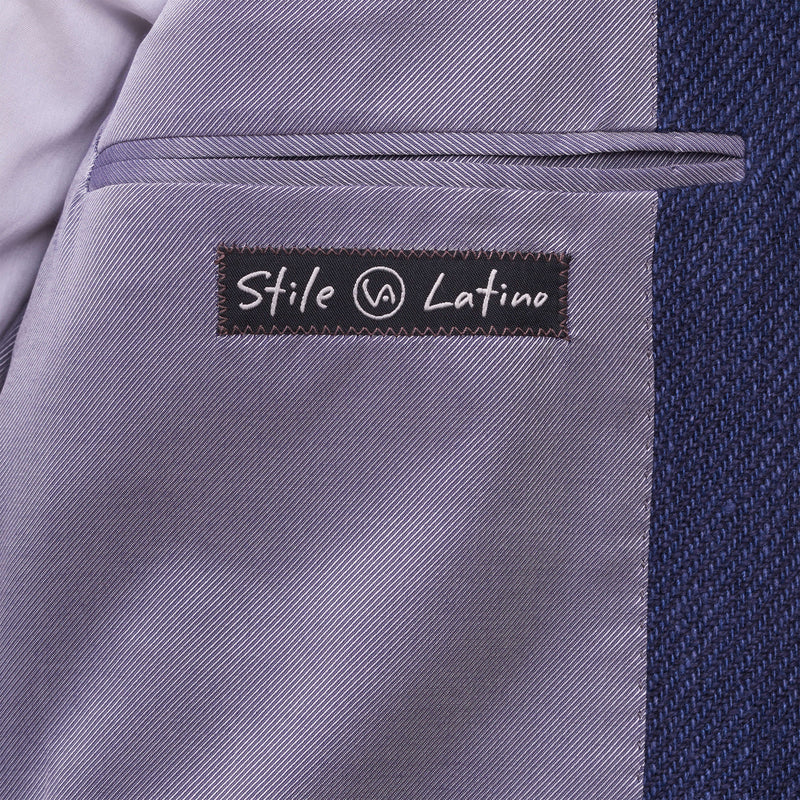 Stile Latino Napoli Seide Baumwolle Leinensakko Blau