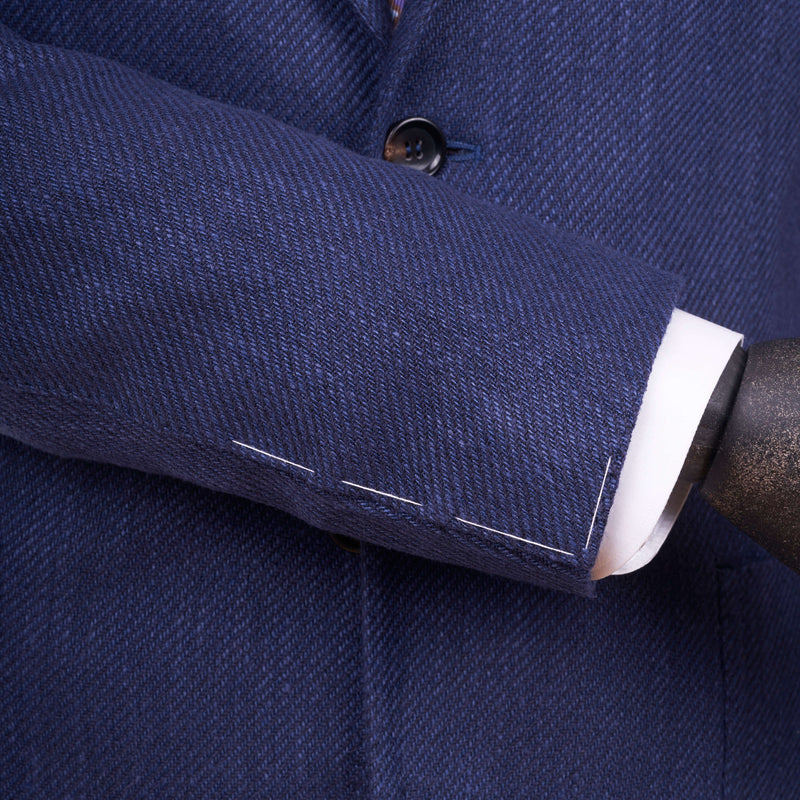 Stile Latino Napoli Seide Baumwolle Leinensakko Blau