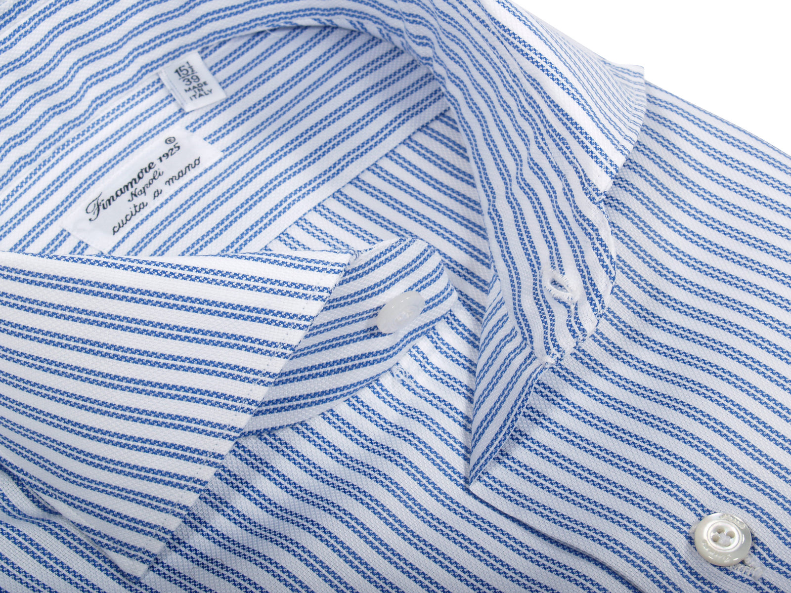 Finamore 1925 cotton shirt blue striped regular Napoli fit