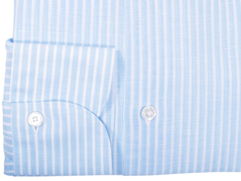 Finamore 1925 linen-cotton shirt blue striped regular Napoli fit Zante collar