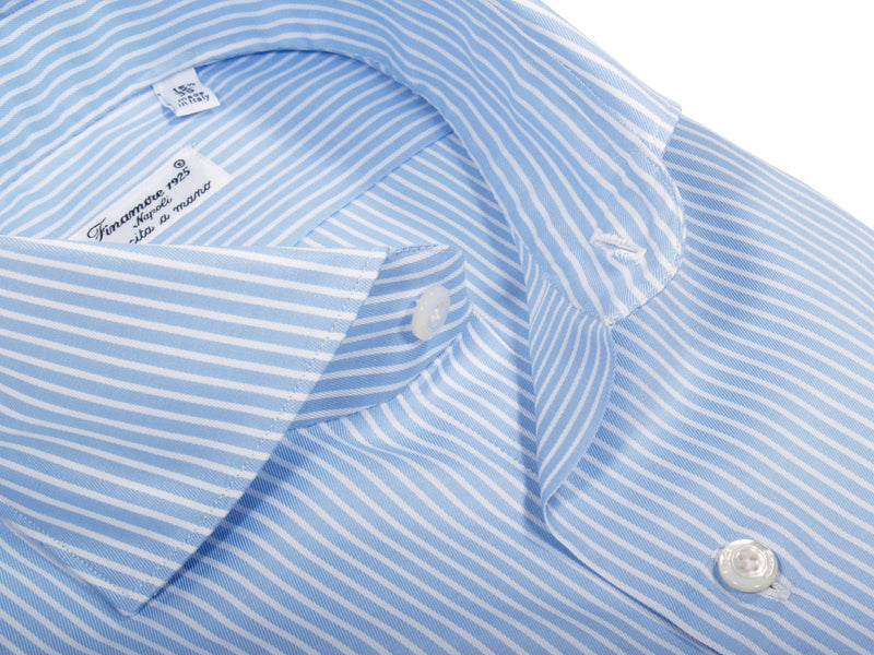 Finamore 1925 cotton shirt blue striped slim fit Milano