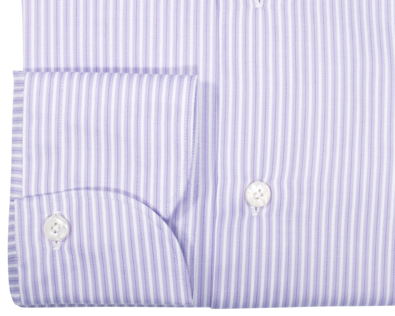Finamore 1925 cotton shirt light purple striped slim Milano fit