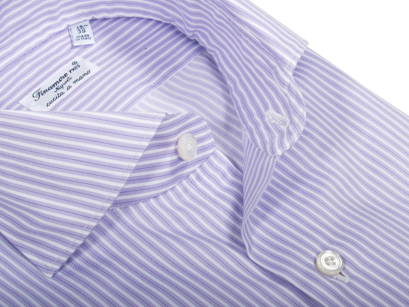 Finamore 1925 cotton shirt light purple striped slim Milano fit