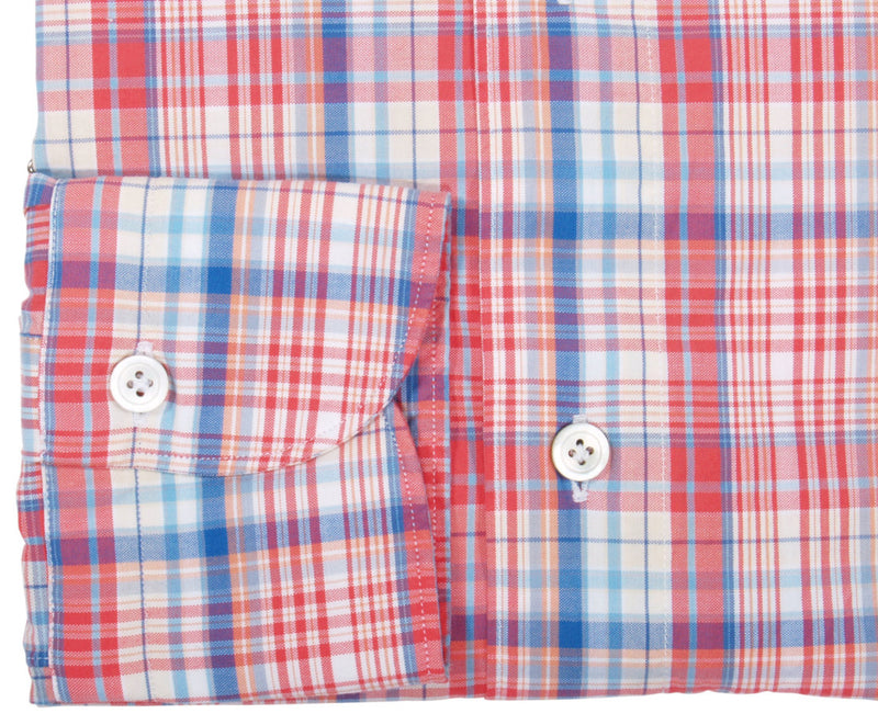 Finamore 1925 Washed cotton shirt red blue plaid model Tokyo