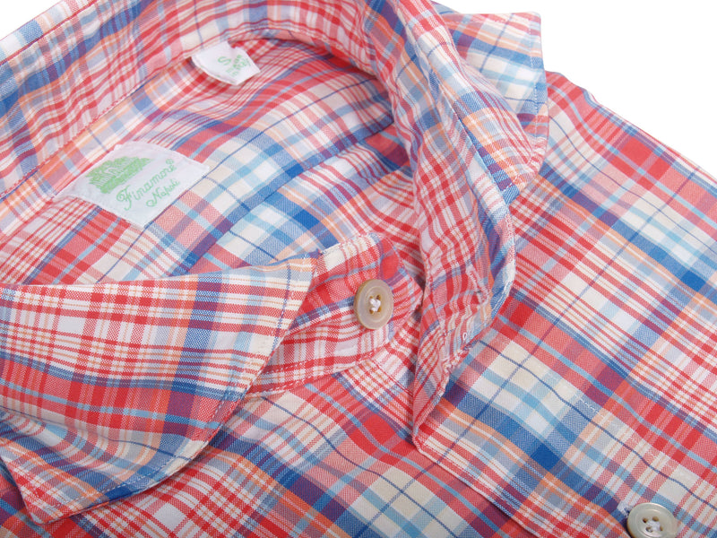 Finamore 1925 Washed cotton shirt red blue plaid model Tokyo