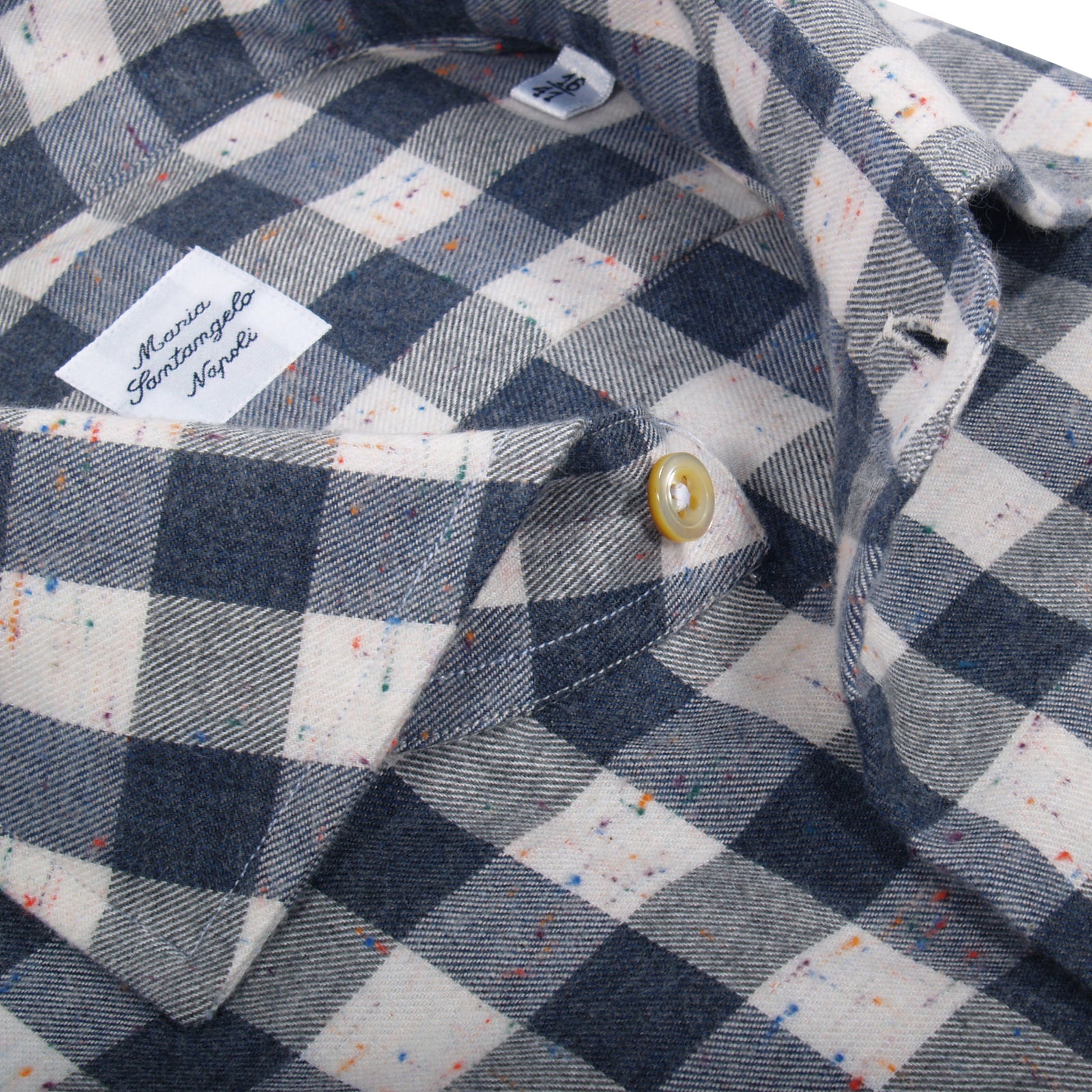 Maria Santangelo flannel shirt dark blue plaid