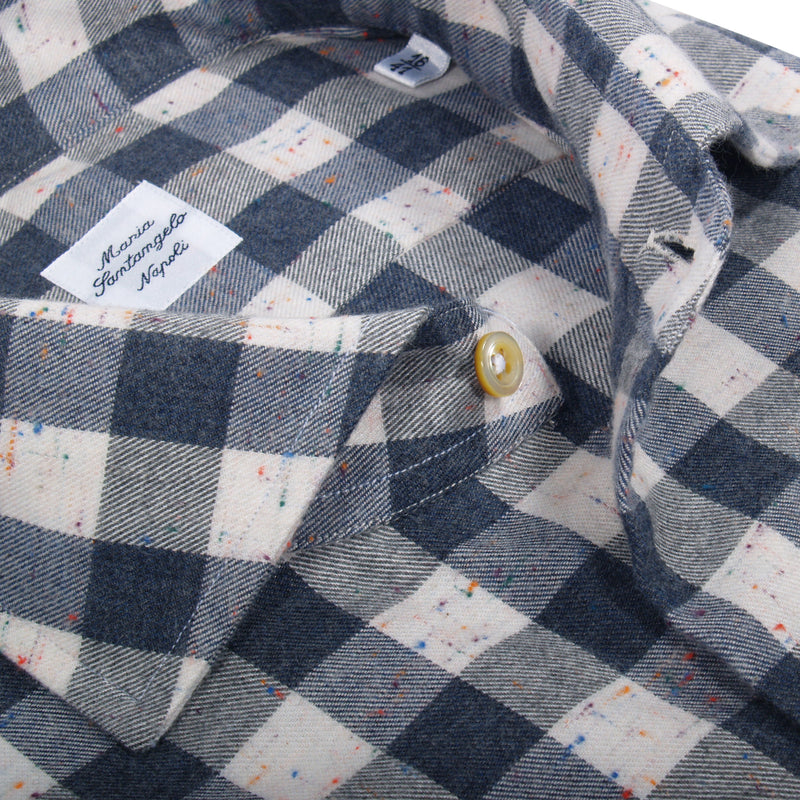 Maria Santangelo flannel shirt dark blue plaid