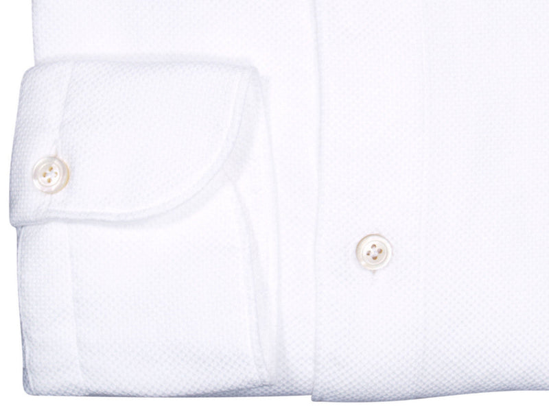 Finamore 1925 Washed piqué cotton shirt white model Tokyo